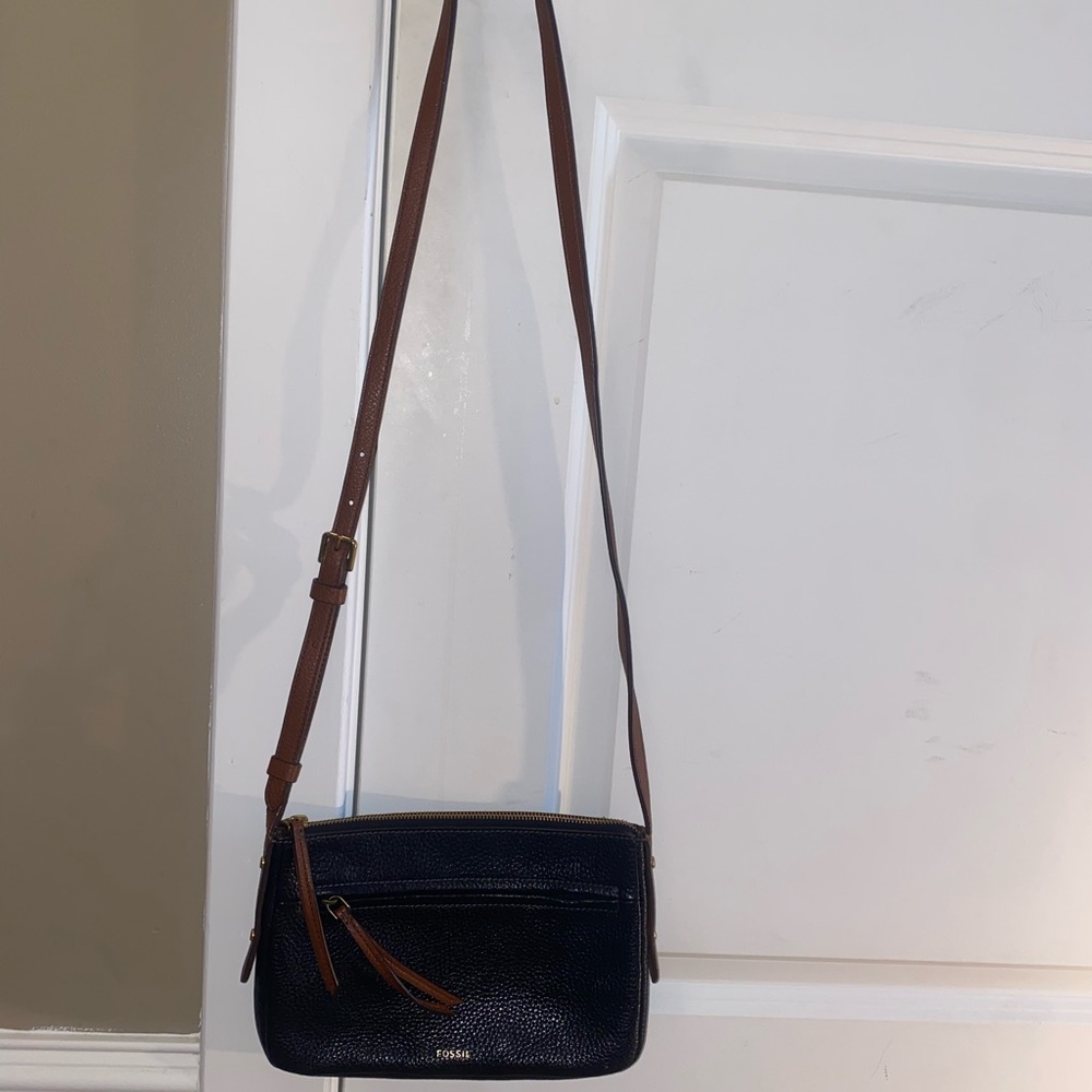 Fossil Black and Brown Crossbody Bag